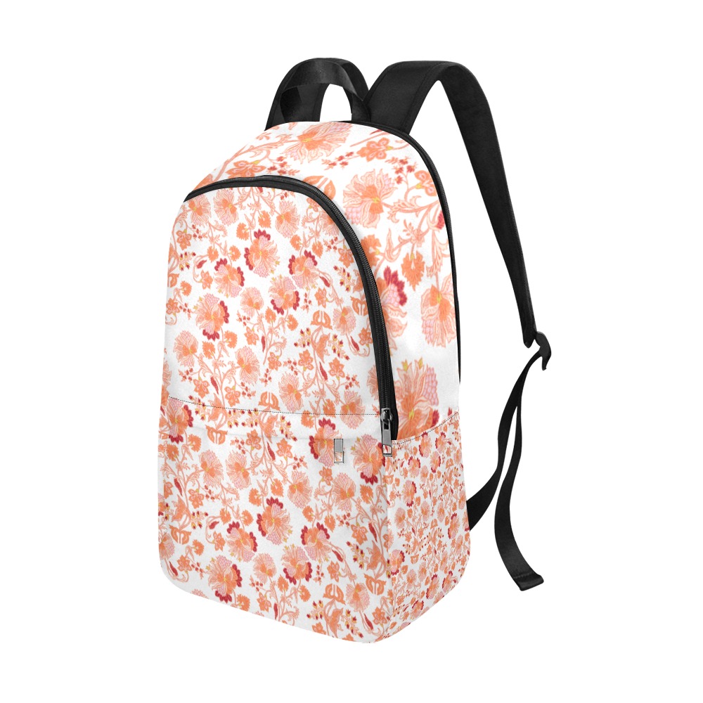 Orange Flowers White Background Fabric Backpack for Adult (Model 1659)