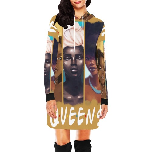 Queen Hoodie Dress All Over Print Hoodie Mini Dress (Model H27)