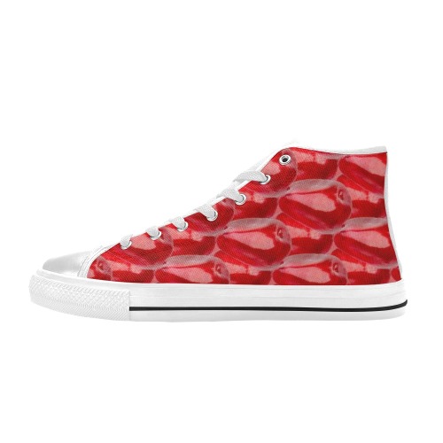 Red fruit High Top Canvas Shoes for Kid (Model 017)