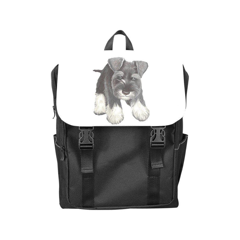 Schnauzer Puppy - Salt and Pepper Casual Shoulders Backpack (Model 1623)