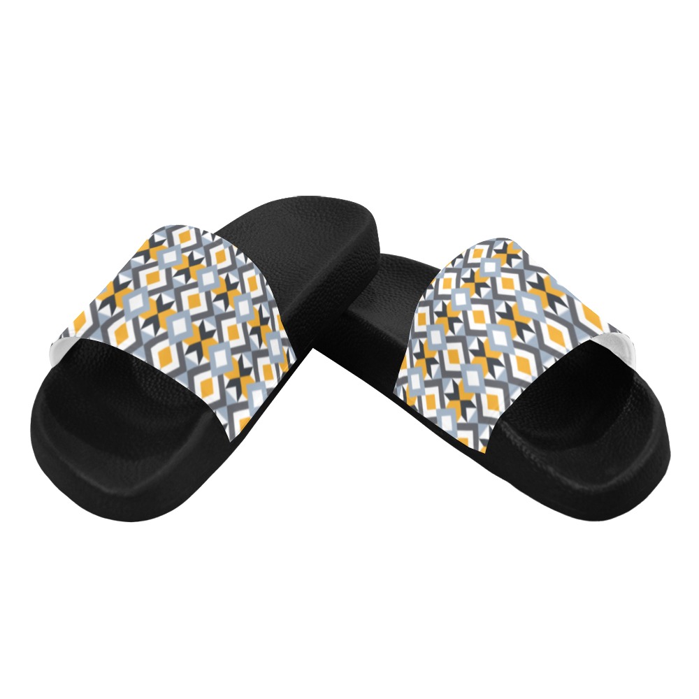 Retro Angles Abstract Geometric Pattern Men's Slide Sandals (Model 057)