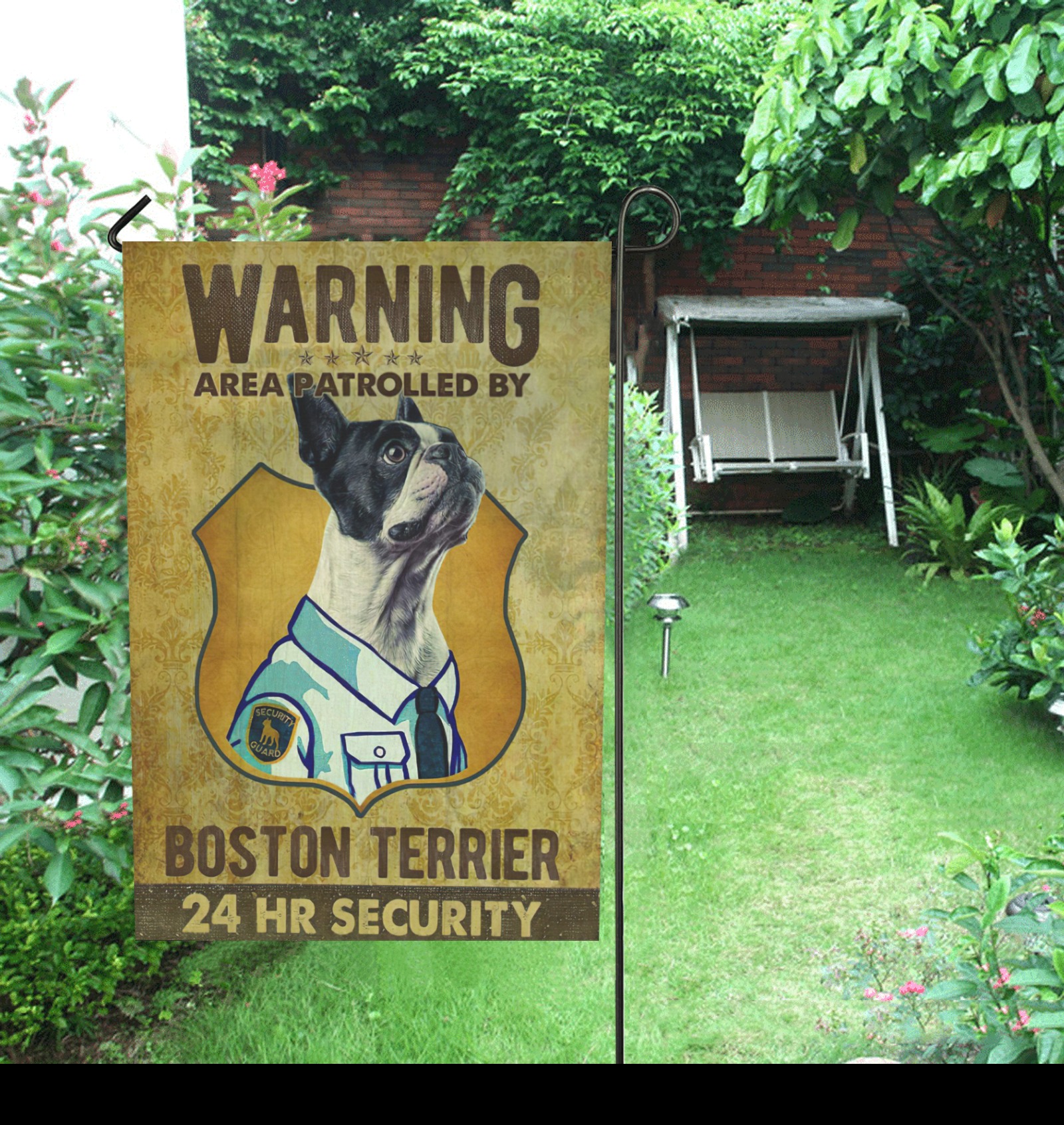 Boston Terrier Security - Double Sided Garden Flags Garden Flag 28''x40'' （Without Flagpole）