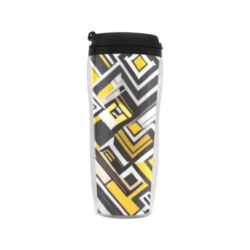 black white yellow pattern Reusable Coffee Cup (11.8oz)