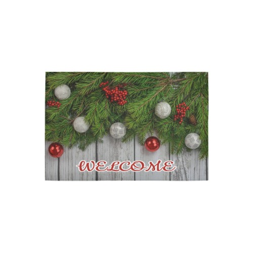 welcome Christmas Azalea Doormat 24" x 16" (Sponge Material)