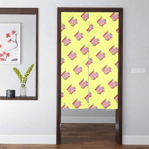 BINGO Game Card Pattern / Yellow Door Curtain Tapestry