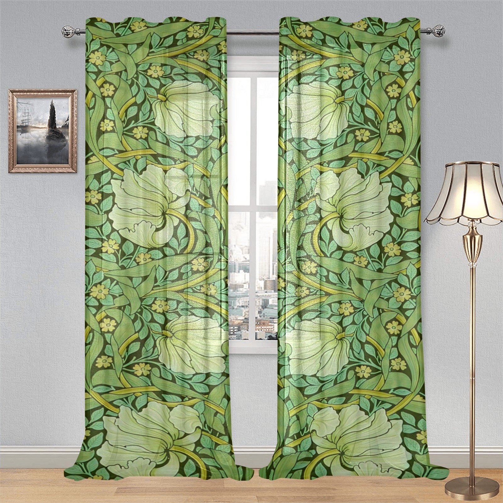 William Morris - Pimpernel Gauze Curtain 28"x95" (Two-Piece)