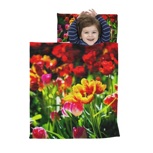 Colorful tulip flowers chic spring floral beauty Kids' Sleeping Bag