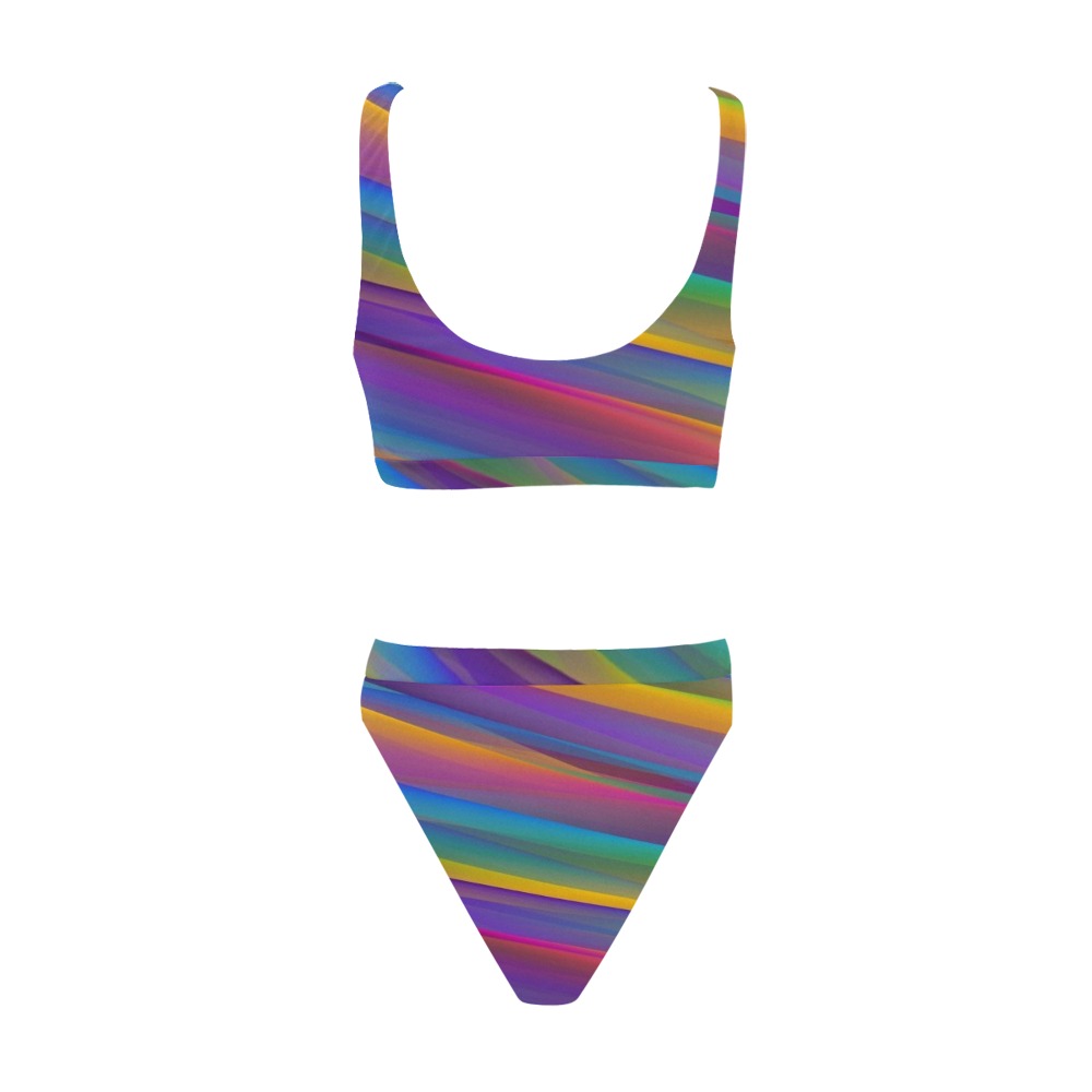 colorful Sport Top & High-Waisted Bikini Swimsuit (Model S07)