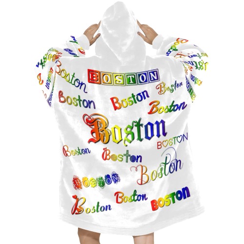 Boston Rainbow Fonts Blanket Hoodie for Women