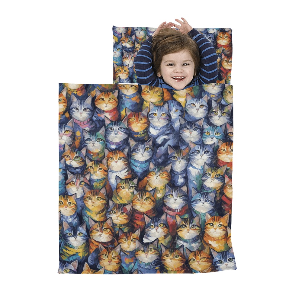 Pattern of colorful cats. Adorable cute animals. Kids' Sleeping Bag