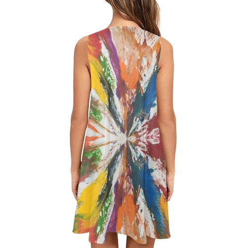 Abstract Sleeveless A-Line Pocket Dress (Model D57)