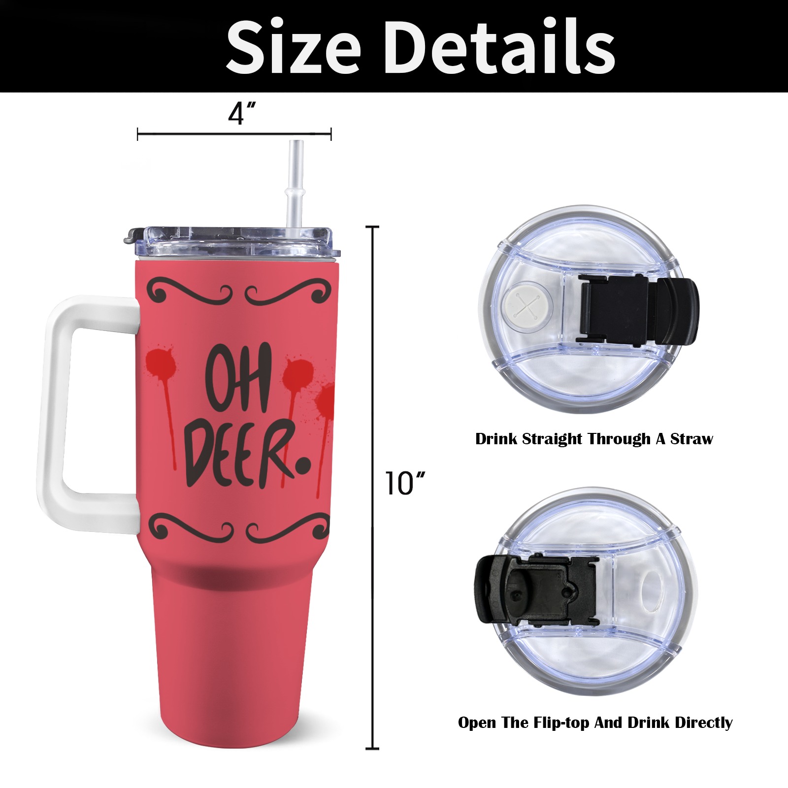 Oh Deer 40oz Tumbler 40oz Tumbler with White Handle