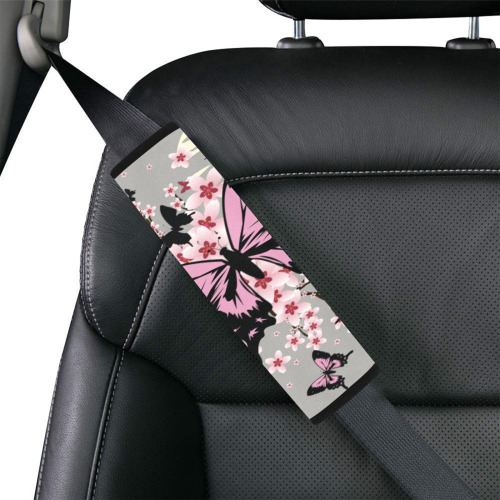 Cherry Blossom Butterflies Car Seat Belt Cover 7''x10''