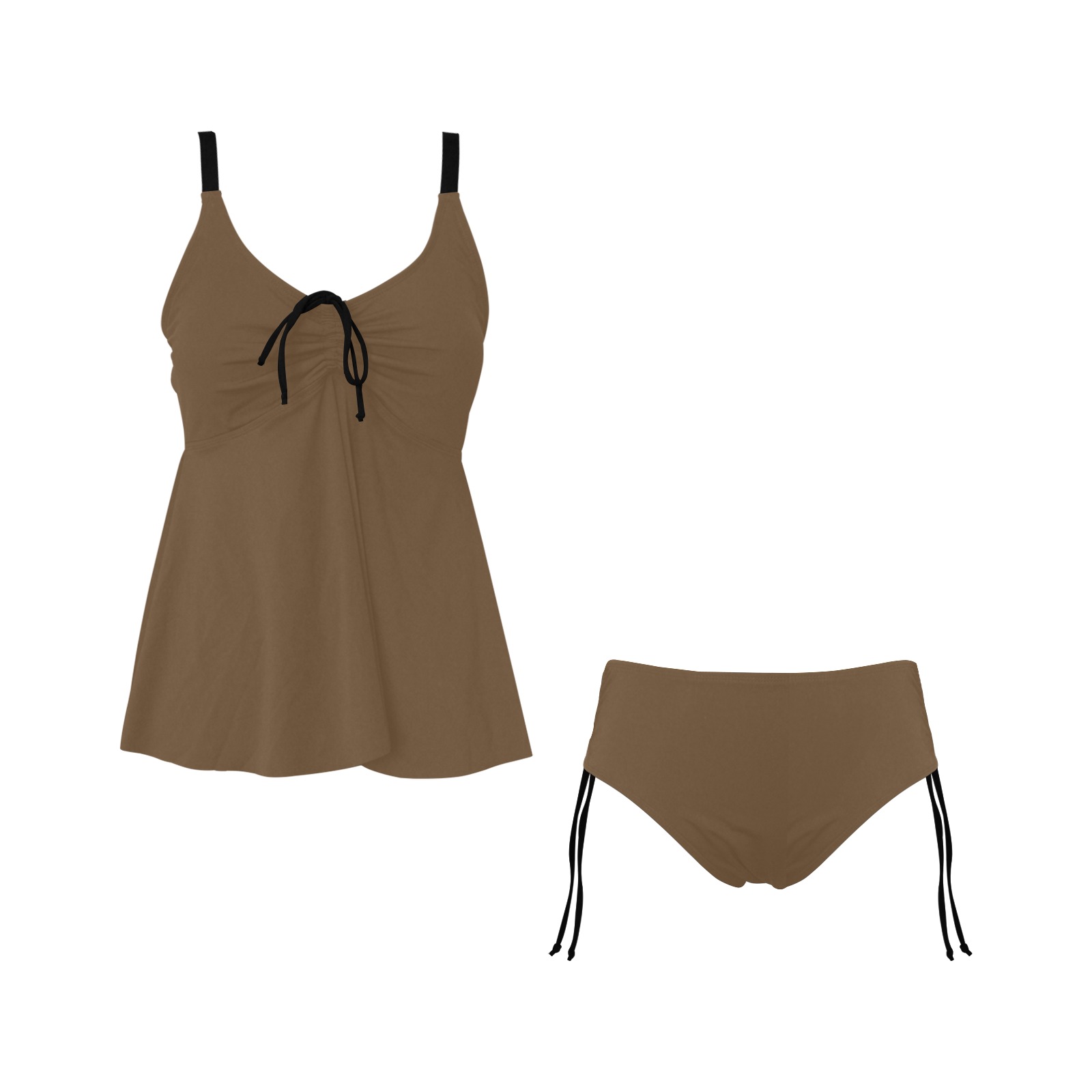 brown Chest Drawstring Swim Dress (Model S30)