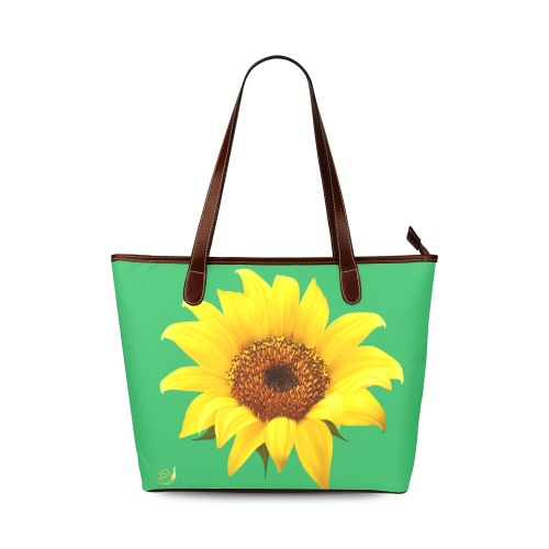 Green & Sunflower Tote Shoulder Tote Bag (Model 1646)