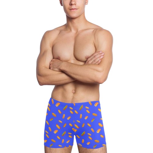 Hot Dog Pattern - Blue Men's Swimming Trunks (Model L60)