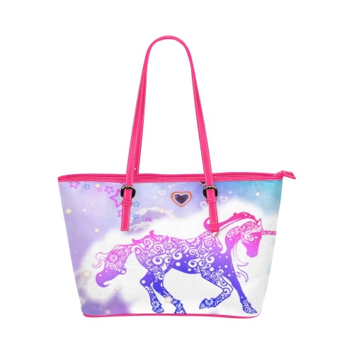 Magical pascal colored unicorn purse Leather Tote Bag/Large (Model 1651)