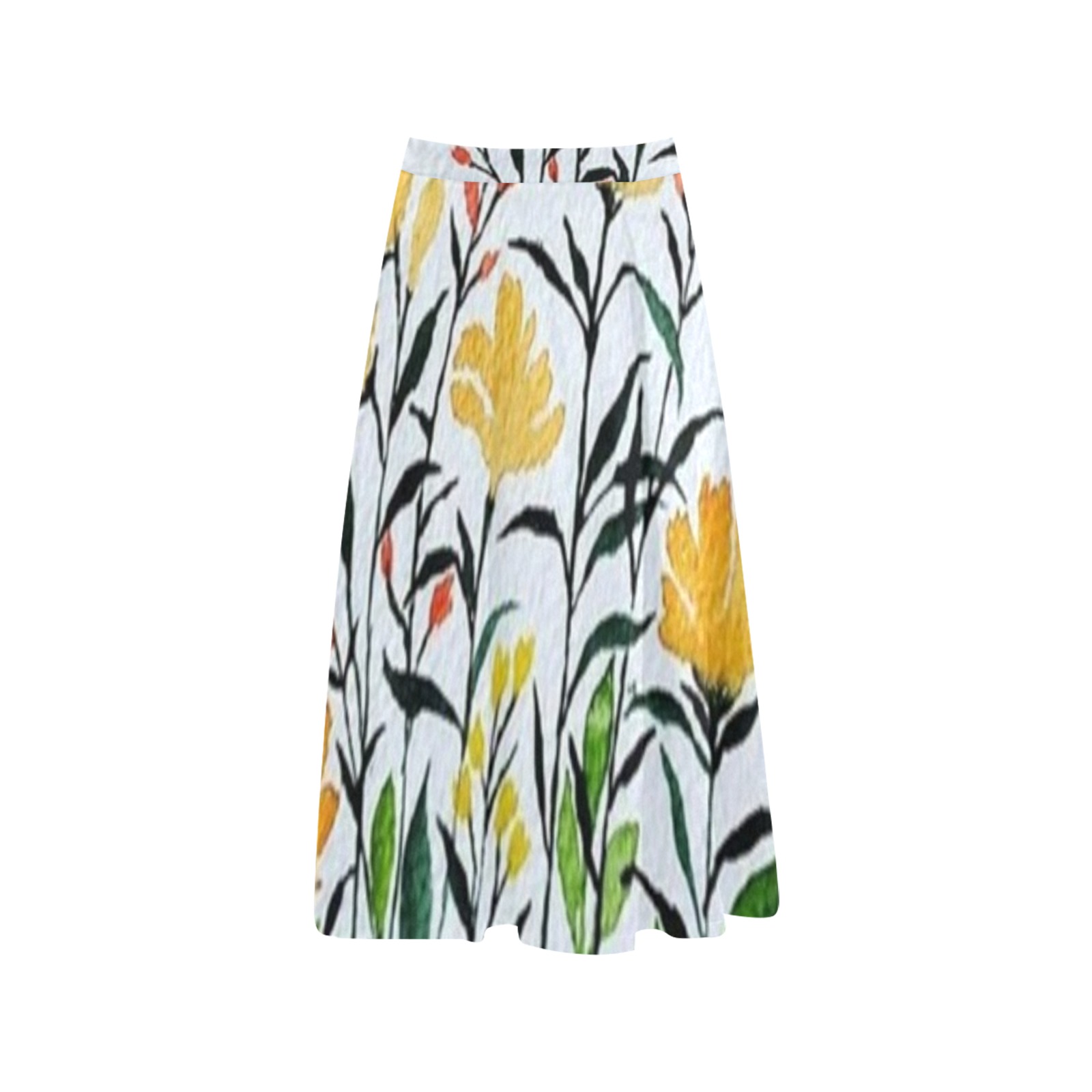 floral Mnemosyne Women's Crepe Skirt (Model D16)