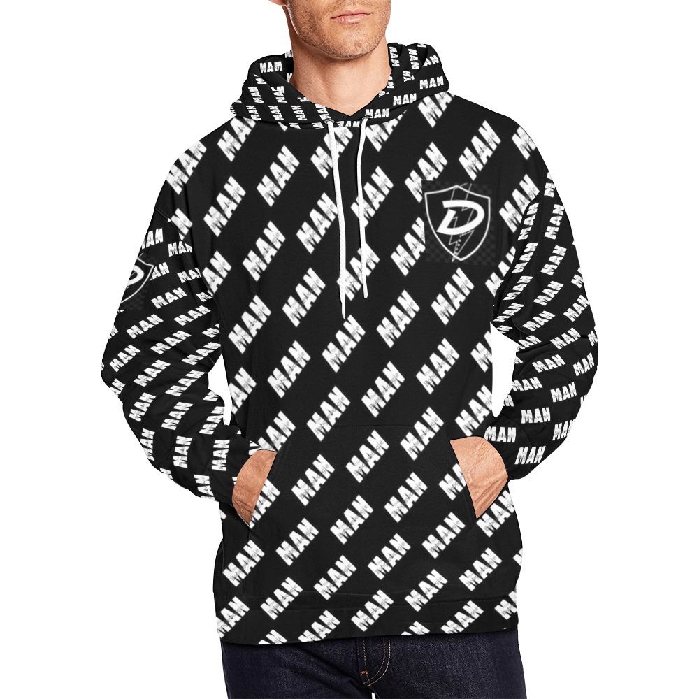 DIONIO Clothing - Tha Boogiewoogie Man Hoodie (Black Repeat Logo) All Over Print Hoodie for Men (USA Size) (Model H13)