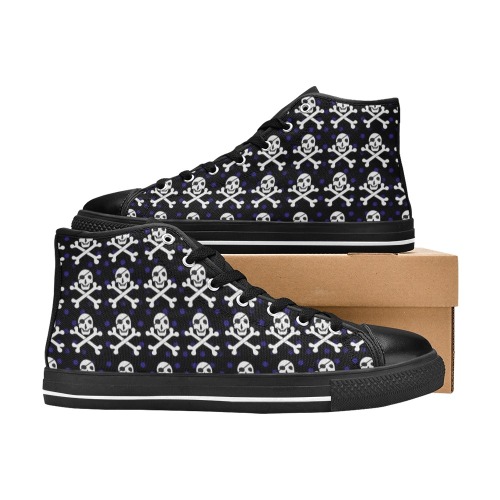 Skull and Crossbones Halloween Kids Shoes High Top Canvas Shoes for Kid (Model 017)