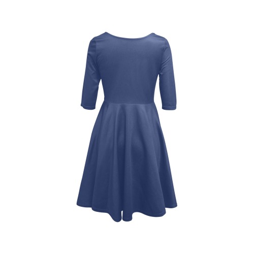 color Delft blue Half Sleeve Skater Dress (Model D61)
