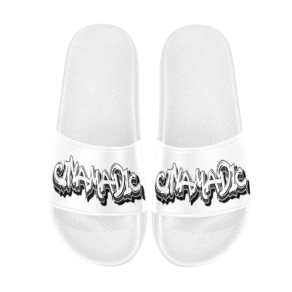 CINAMADIC Slides White Black Women's Slide Sandals (Model 057)