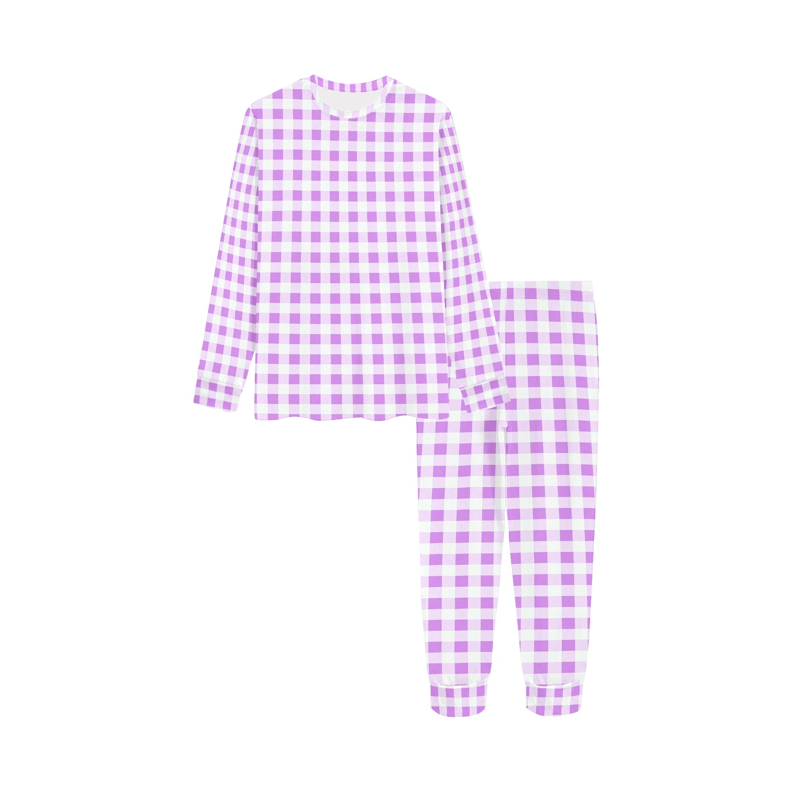 Lavender Gingham Kids' All Over Print Pajama Set