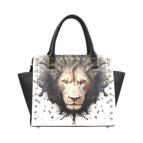 Lion Ink Blot Rivet Shoulder Handbag (Model 1645)