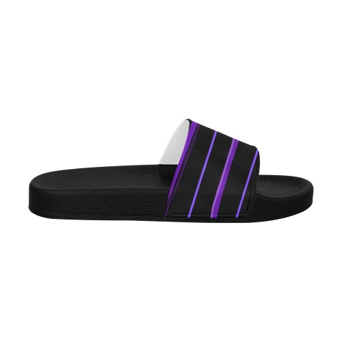 Ultraviolet Purple Stripes on Black Women's Slide Sandals (Model 057)