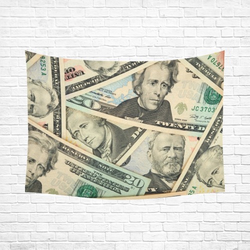 US PAPER CURRENCY Cotton Linen Wall Tapestry 80"x 60"