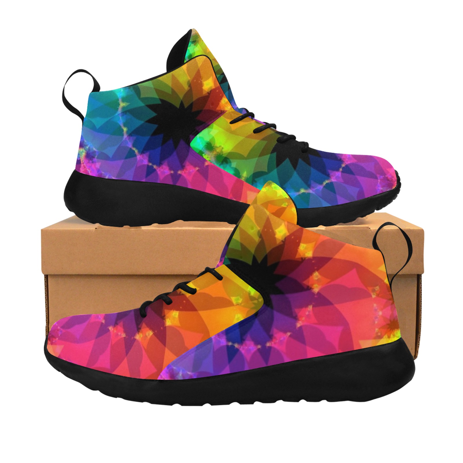 Colorful Spiral Fractal Women's Chukka Training Shoes (Model 57502)