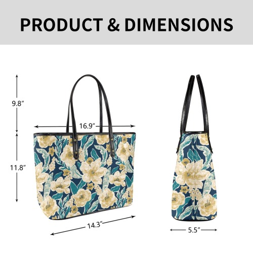 Painted Flowers Chic Leather Tote Bag-New (1709)