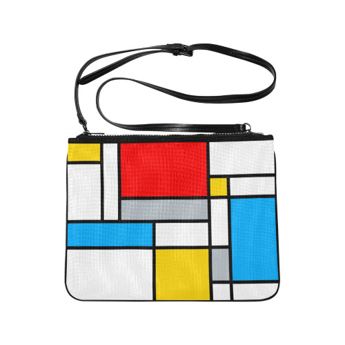 Mondrian Style Color Composition Geometric Retro Art Slim Clutch Bag (Model 1668)