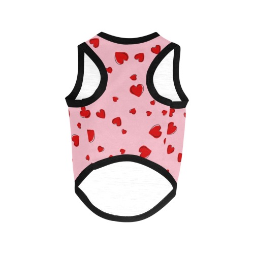 Red Hearts Floating on Pink All Over Print Pet Tank Top