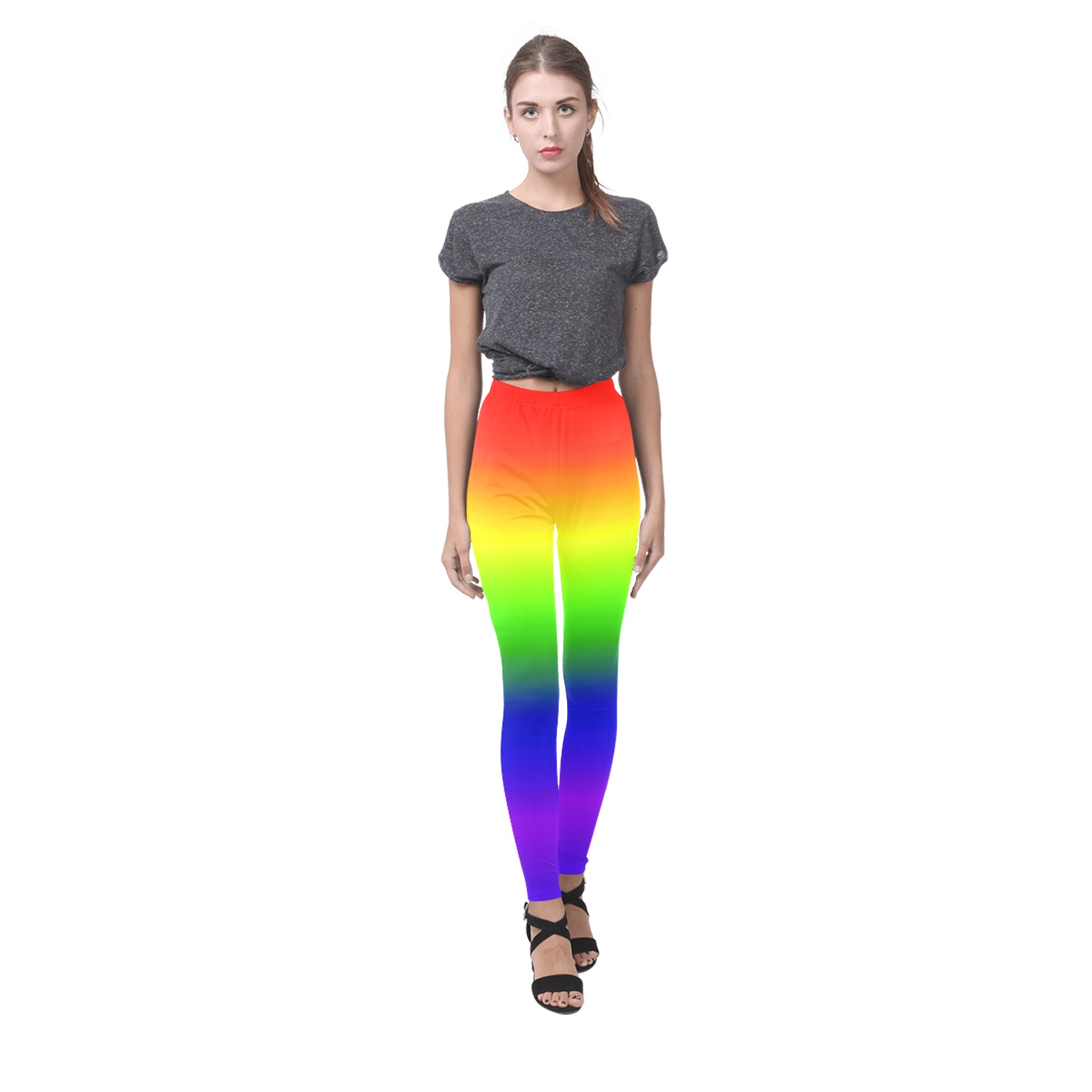 rainbow side Cassandra Women's Leggings (Model L01)