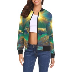 Celestial Swim All Over Print Bomber Jacket for Women (Model H19)