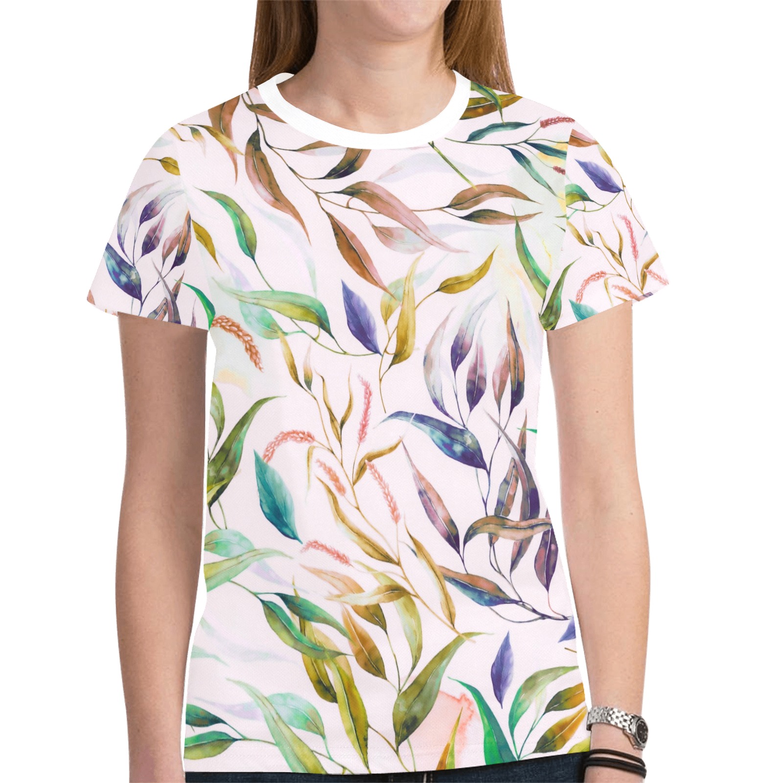 Painting colorful leaves 78 New All Over Print T-shirt for Women (Model T45)