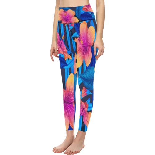Hibiscus Flower Collectable Fly Women's All Over Print High-Waisted Leggings (Model L36)