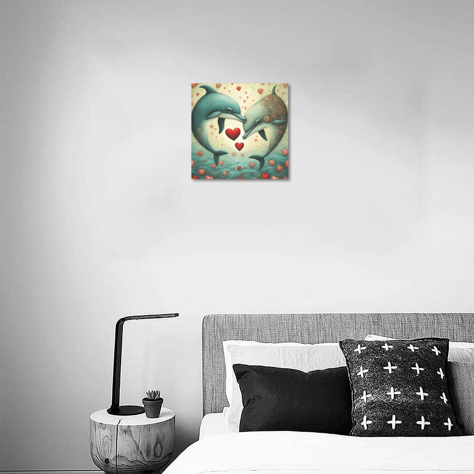 Dolphin Love 2 Upgraded Canvas Print 12"x12"