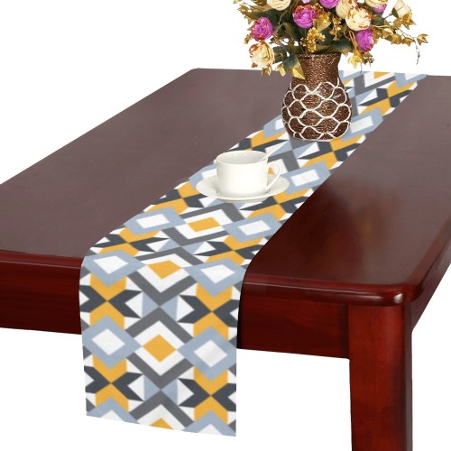 Retro Angles Abstract Geometric Pattern Table Runner 14x72 inch