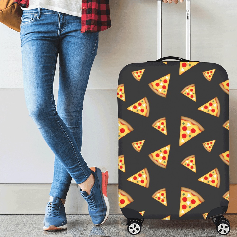 Cool and fun pizza slices pattern dark gray Luggage Cover/Medium 22"-25"