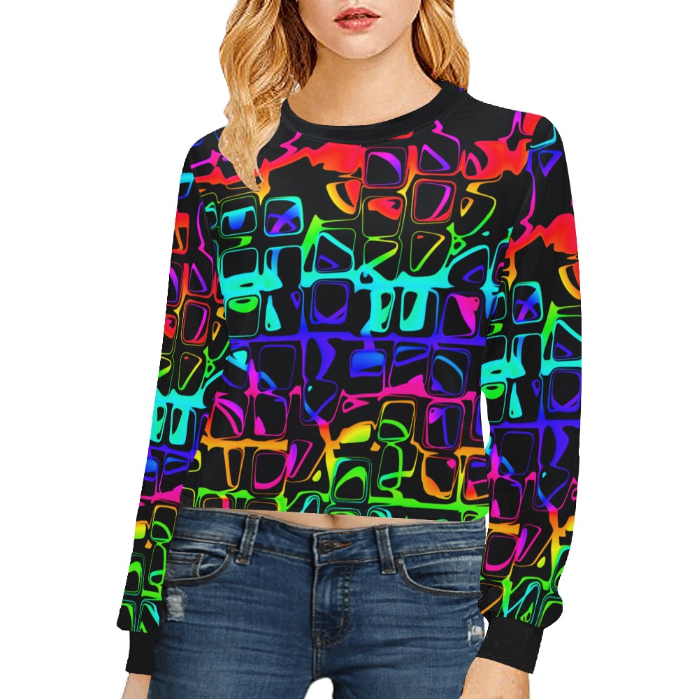 Neon 1 Crop Pullover Sweatshirts for Women (Model H20)