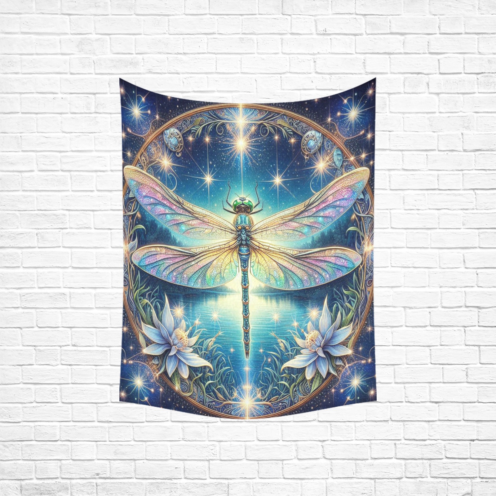 Dragonfly Sparkle Polyester Peach Skin Wall Tapestry 30"x 40"