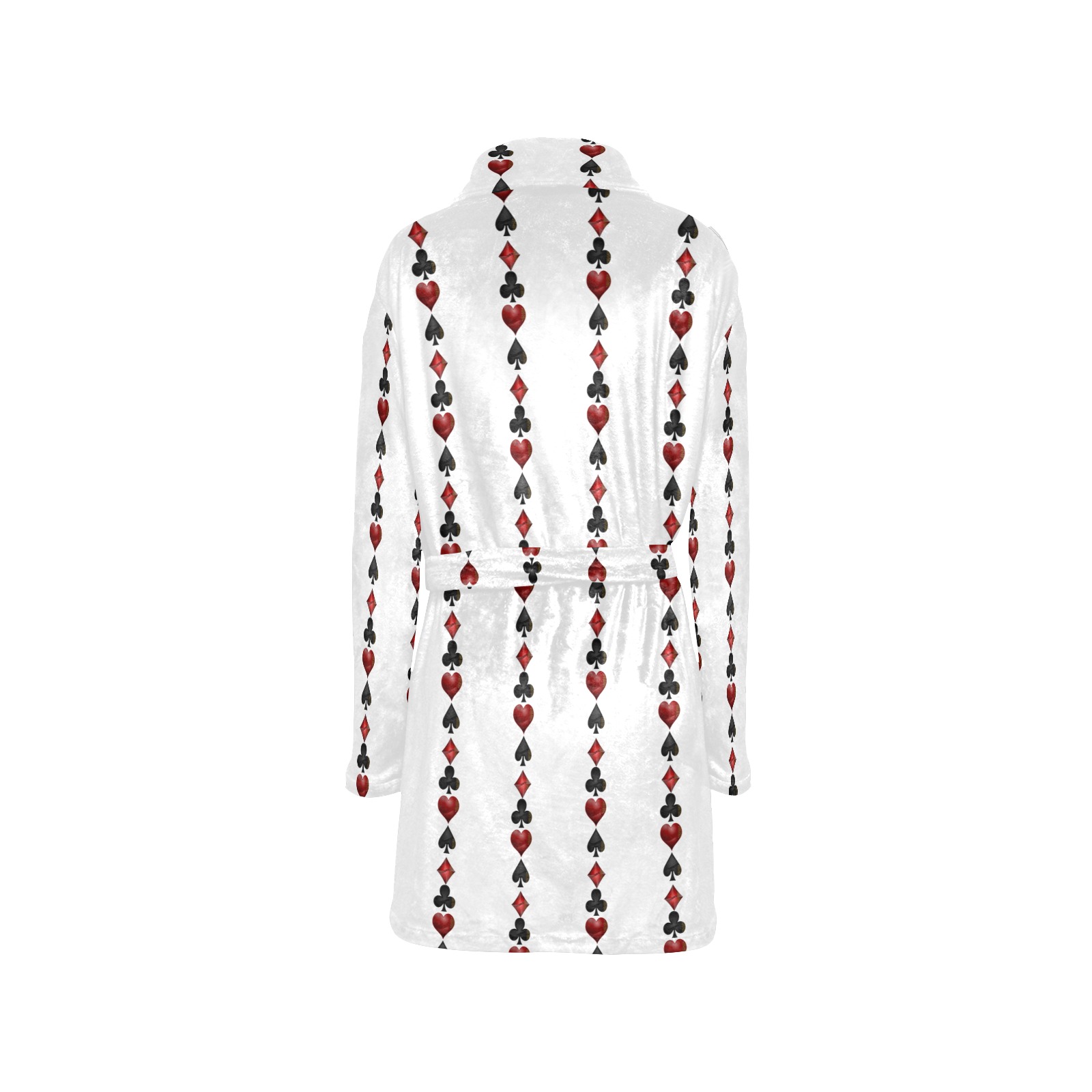Black Red Playing Card Shapes - White Women's All Over Print Night Robe