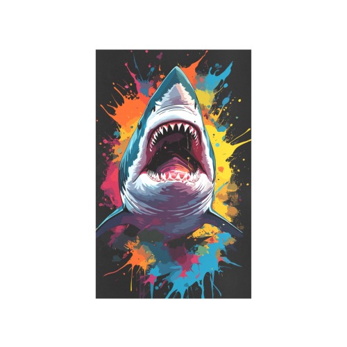 Attacking shark. Stunning colorful fantasy art Art Print 19‘’x28‘’