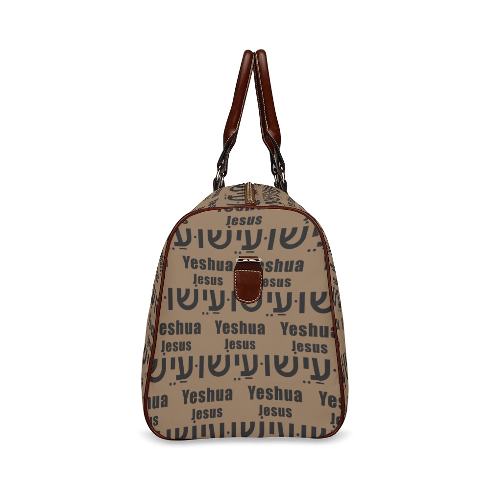 Tan Yeshua Tote Bag Small Dark Brown Handle Waterproof Travel Bag/Small (Model 1639)