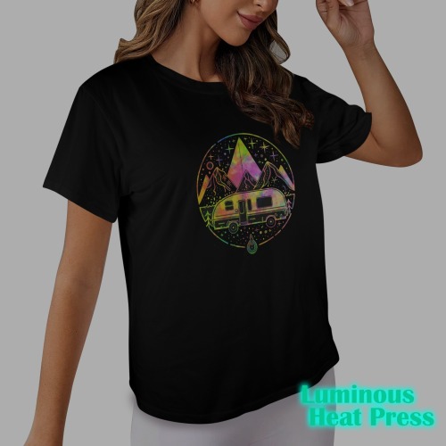 Camping Starlight Women's Glow in the Dark T-shirt (Front Printing)