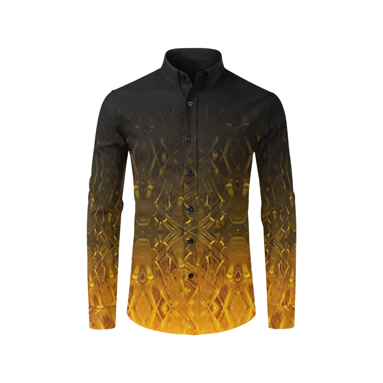 Sun's Surface - black gold geometric gradient pattern Men's All Over Print Casual Dress Shirt (Model T61)