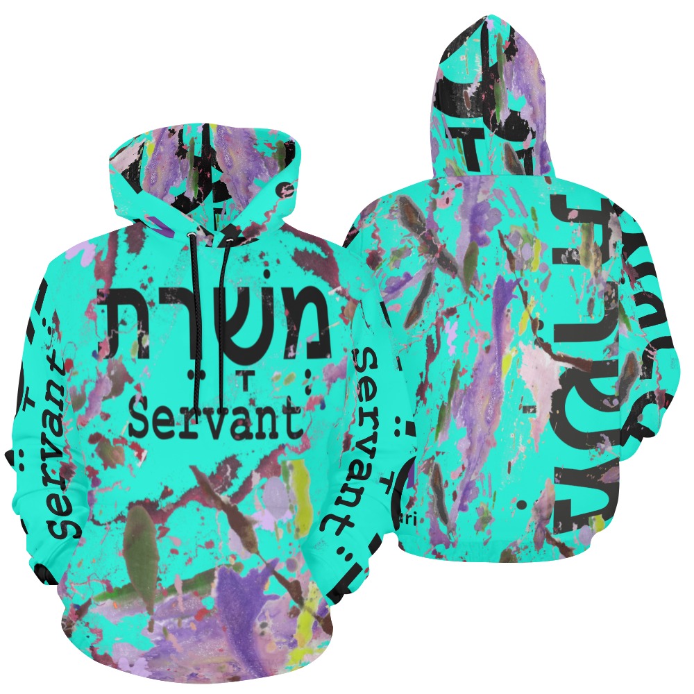 Servant Men Color Blast p Hoodie Turquoise All Over Print Hoodie for Men (USA Size) (Model H13)