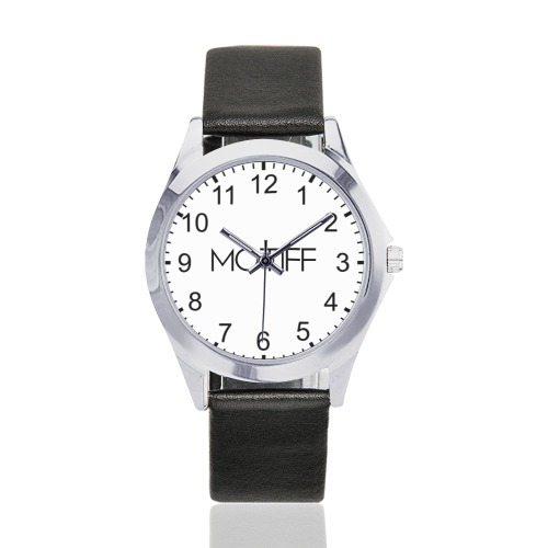 Motiff Unisex Silver-Tone Round Leather Watch (Model 216)